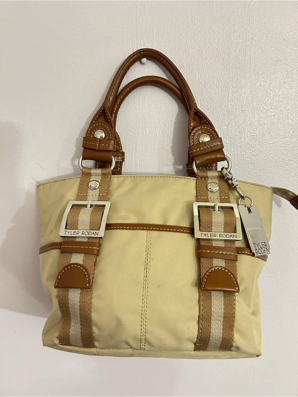 Tyler‎ Rodan Beige Zippered Nylon Tote